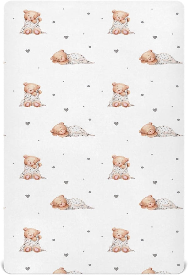 vvfelixl Crib Sheets for Boys Cute Sleeping Teddy Bears Toddler Baby Girl