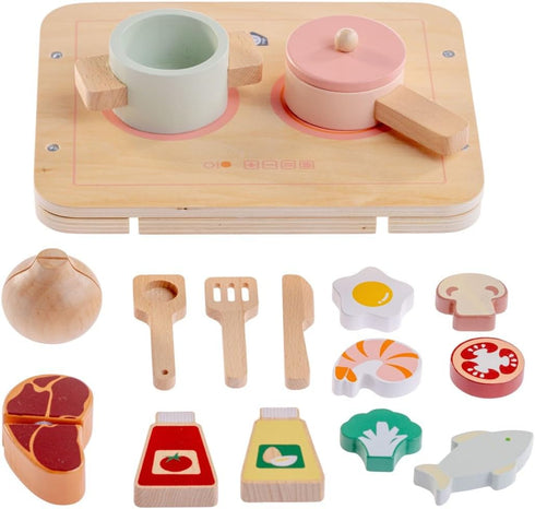 16 Set 3+ JC Toys Parfait Collection | Real Wood Piece Kitchen Chef | for Dolls and Stuffed Animals Ages | Twiggly Toys