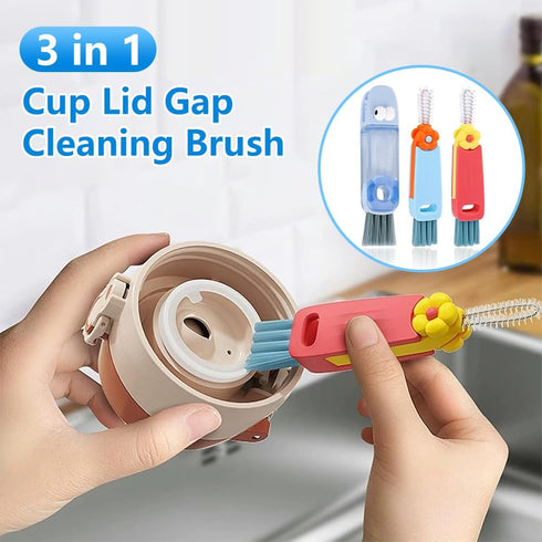 Dovciua 3 1 Set, in Cup Lid Cleaning Brush Multifunctional Bottle Gap Cleaner, Silicone Cup Lid Gap Cleaning Brush