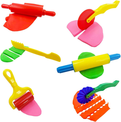 Set 44 FRIMOONY Dough Tools for Kids, Various Plastic Animal Molds, Rolling Pins, for Creative Dough Cutting, Pieces