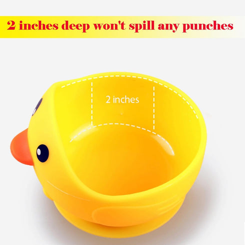 Silicone Toddler Bowl with Suction and Baby Spoon, Duck Style Gift for Infant Solid Food