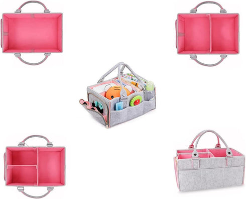 Felt Baby Diaper Organizer, Nursery Storage Bin Car Organizer for Diapers and Baby Wipes,Baby Caddy organizer Bag