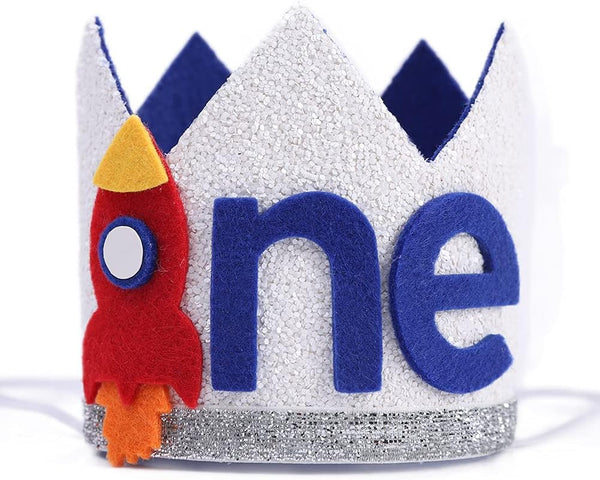 Boy Rocket's Cosmic Birthday Crown - Space Theme High Chair Banner, 3