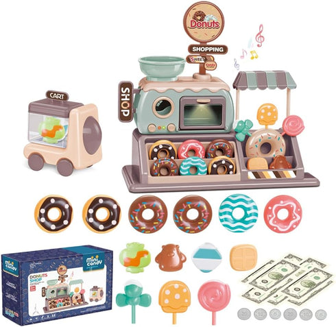 yoliyogo Pretend Play Donut Toy Candy Store Toy Realistic Functional Donut Oven with