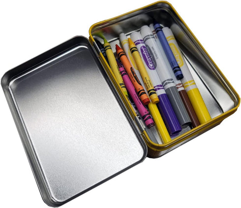 The Tin Box Crayola Tin Crayon Storage with Hinge (Empty) - Holds 64 Crayons, (187937-12) by The Tin Box Company
