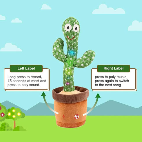 MIAODAM Dancing Cactus, Talking Baby Toy that Repeats Words, Plush Interactive Toy Singing 100 Songs for Kids and Adults