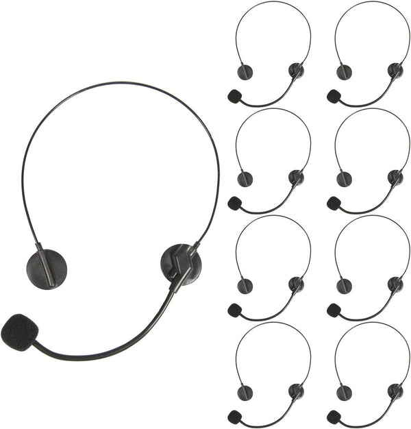 PROLOSO 9 Pack Play Headset with Microphone for Kids, Rockstar Pop Singer Costume Accessories, Black Headpiece
