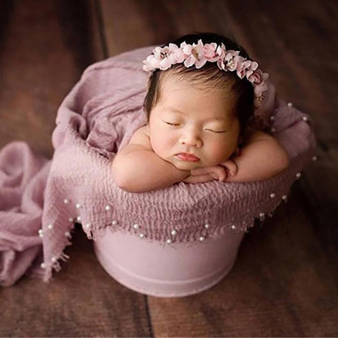 Eforcase Newborn Photography Props Wrap Pearl Decor Wrap Blanket Swaddle Baby Photo Props Photoshoot Wraps Swaddles