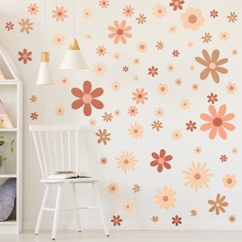 90 Kisston Pcs Daisy Wall Decal Alphabet Vinyl Wall Decals Boho Decal Daisy Stickers Boho Groovy Floral Stickers