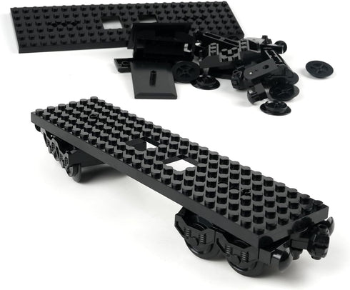 Set 92339, 92088, 4025) (2PCS MOC City Creative Building Train Base Wheels, Low-Loader Truck & Railway Tracks DIY Kit