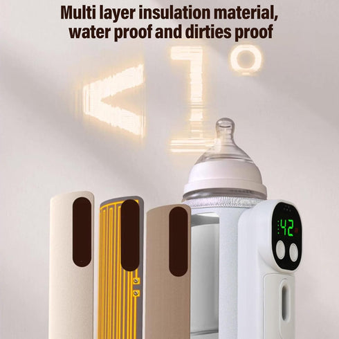 YDuupxe Baby Bottle Warmer, Rechargeable Fast Heating Portable Milk Warmer with Night Light for Travel Breastmilk