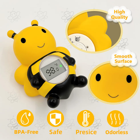 Baby Bath Thermometer Floating Toy, Safety Water Temperature Thermometer for Bathtub - Tub Toy Gift for Newborn Baby Shower, Infants, Toddlers, Kids (Bee)