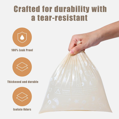 (8 Rolls/120 Diaper Bags Disposable for Baby, Biodegradeable Dirty Diaper Bags Refill Bags) with Dispenser | Leak Proof