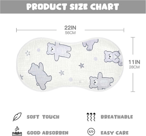 decor gift 4 Pack 22x11in Cotton Burp Cloths Muslin Soft and Absorbent? Lilac Funny Bear wash Cloths for Babies Girls