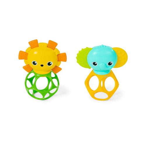 Bright Starts Soother Pals Easy-Grasp Teether Toys, 2-Pack Lion and Elephant Characters,