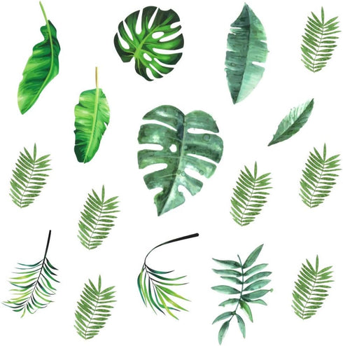 Leaf Wall Decals, H2MTOOL 64 PCS Removable Tropical Plants Stickers for Kids Nursery Room Decor