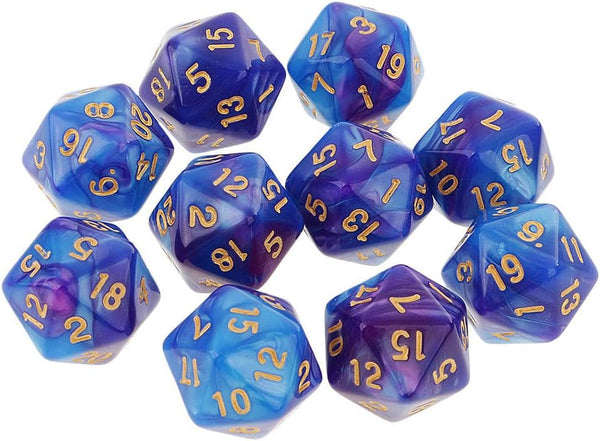 Yiotfandoll 10PCS Polyhedral Dice - D20, 20mm Acrylic, 20 Sided Dice for RPG,
