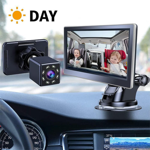 Riloer Baby Car Mirror Baby Rear Facing Seat Camera, Baby Car Seat Mirror Camera with Wide Crystal Clear View Monitor