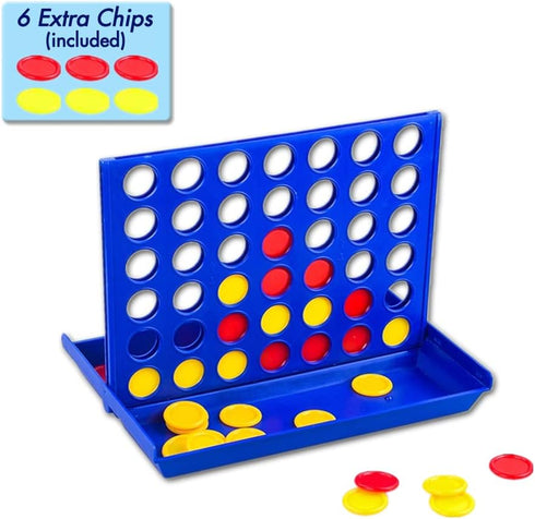 4 in a Row Game - Classic Board Game for Kids, 6 Spare Discs Included, Family Fun for Ages 3+