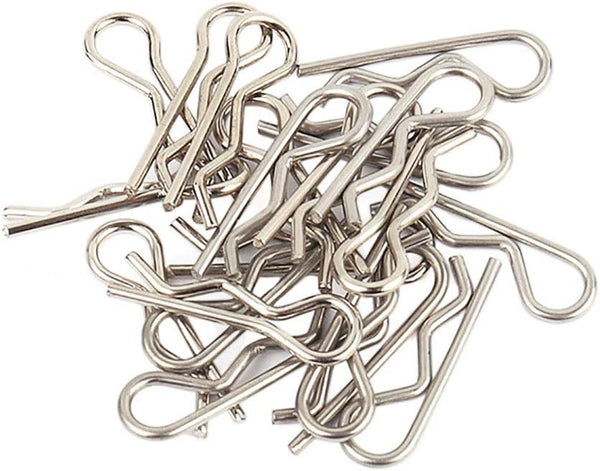 50pcs Stainless RC Car Body Clips R Pins, Suitable for 1/8th 1/10th 1/12th Scale Traxxas Redcat HPI Himoto HSP