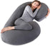COSMOPLUS C Shaped Pregnancy Pillow Cover, Full Body Pillow Case, Stretchy Cool Jersey Fabric, Heather Grey for