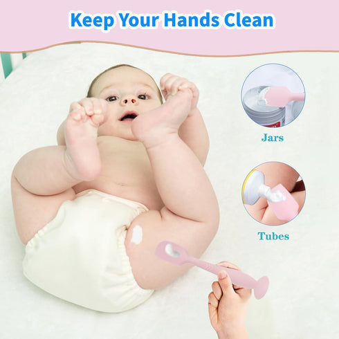 3 Pack Baby Diaper Cream Spatula Applicator, Soft Silicone Butt Paste Spatula with Suction Cup Base