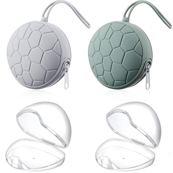 Nuanchu 4 Pieces Pacifier Holder Case Set 2 Silicone Portable Pacifier Case