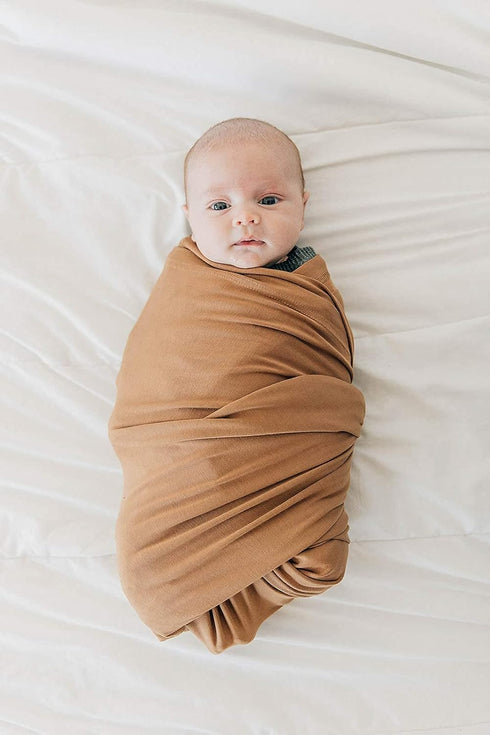 0-3 (47" 47") Mebie Baby Mustard Stretch Swaddle, Modern and Neutral Swaddle Blanket for Baby Girl, Soft Baby Blankets