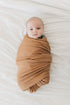 0-3 (47" 47") Mebie Baby Mustard Stretch Swaddle, Modern and Neutral Swaddle Blanket for Baby Girl, Soft Baby Blankets