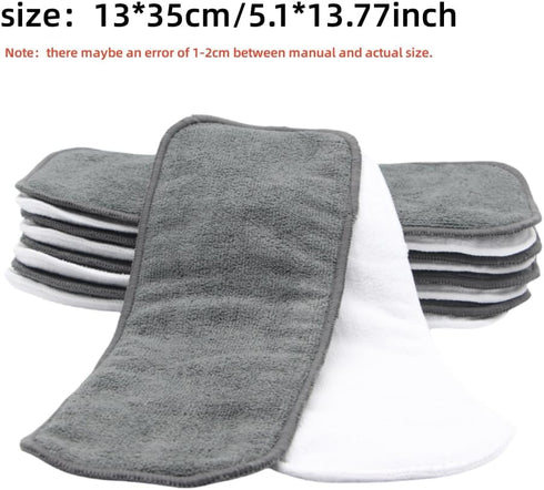 (10pcs-White&Grey Microfiber Inserts for Cloth Diapers Inserts)