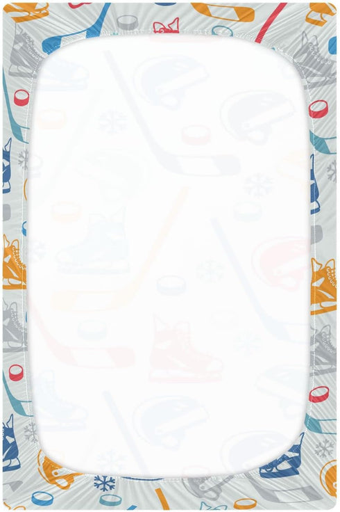 Sports Hockey Fitted Crib Sheet for Boys Girls Baby Crib Sheet Crib Mattress Sheet Mini Crib Sheets Fitted for Infant Baby,52 X 28 in by J JOYSAY