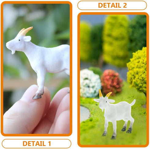 NUOBESTY Mini Goat Figurines 6pcs Simulated White Goat Animals, Tiny Farm Sheep Figures, Educational Toys, Cake Topper