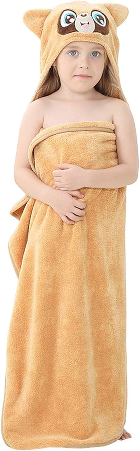 MICHLEY Cartoon Hooded Baby Towel Unisex, Premium Soft Swimming Bathrobe Large Washcloths