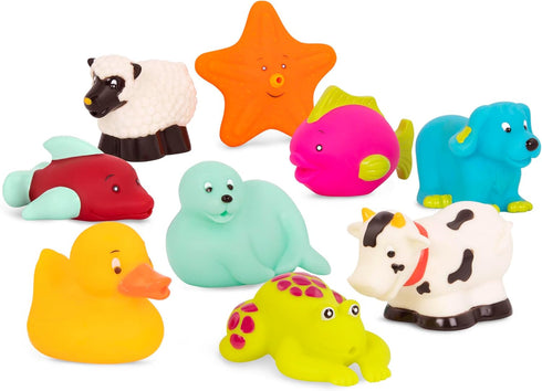 B. toys Animal Bath Squirts - 9 Water Squirts for Baby Bath, Water Play Tub Toys for Babies 10 Months +