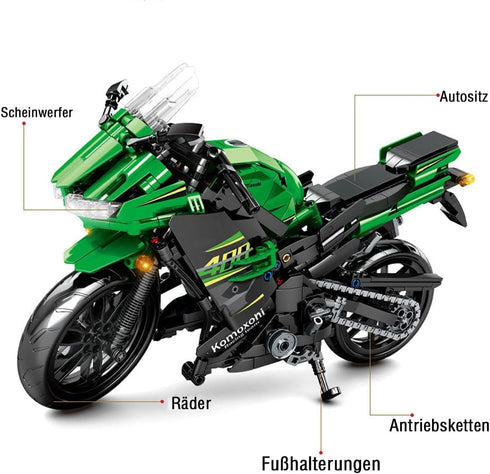 Pasyru Technology Motorbike Building Set, 862 Pcs Superbike for Kawasaki Ninja 400 Model Building Toy