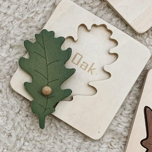 Kisangel Toddler Toys, 4pcs Wooden Leaf Shape Puzzle, Educational Learning STEM Toys for Birthday