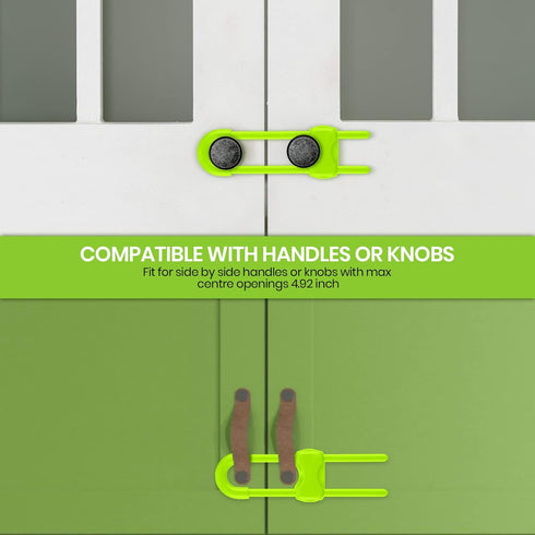 Jetec 10 Pieces Cabinet Locks for Babies, U-Shaped Childproof Latch for Knob Handle on Kitchen Door (Green)