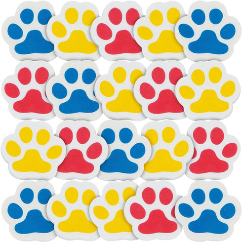 Fun Express Pawprint Erasers - 24 Pieces for Educational Learning Activities