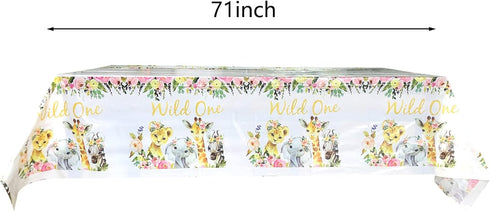 2 Pack Wild One Tablecloth, Wild One Birthday Party Supplies for Girl, Wild One Party Table Cover (70.8" x 42.5")