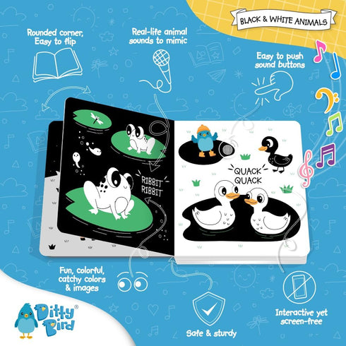 Ditty Bird High Contrast Black & White Baby Book | Early Learning Resources with Sound for Boys & Girls