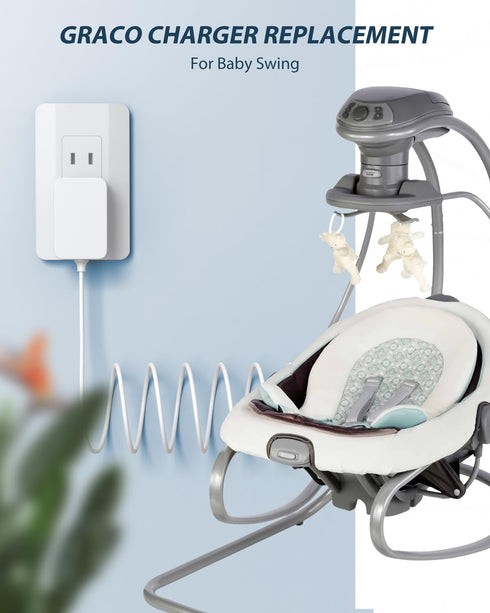 CONMDEX Graco Swing Power Cord 6ft, Replacement for Duetsoothe/DuoGlider/Graco Baby Swing/Adapter 5V Charger Ideal for