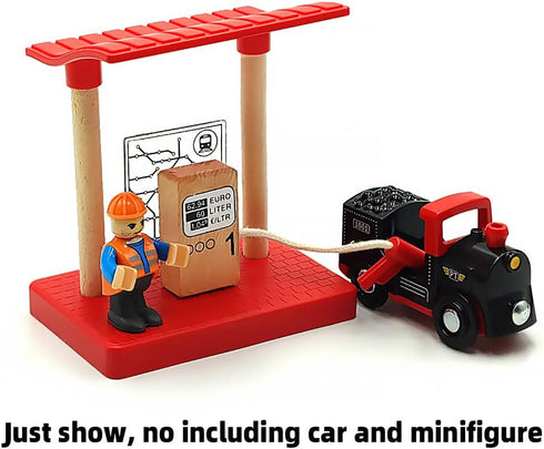 DSHMIXIA Set 3-5 Wooden Crane Toy with Train Cars - Compatible with Major Wooden Rail Brands - Ages