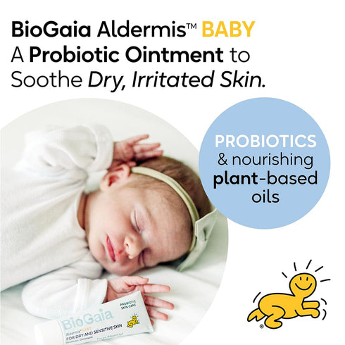 BioGaia Aldermis Baby Probiotic Ointment, Soothes Dry & Irritated Skin, Microbiome-Friendly With Plant-Based Oils, For Babies & Toddlers, 0.8oz.