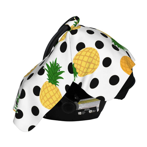Hcpwzrf Pineapples Large Black Polka Dots Baby Car Seat Cover & Nursing Cover - Breathable Stretch Multi-Use Cover