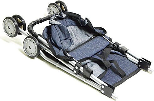 Denim Baby Doll Stroller with Hood and Basket