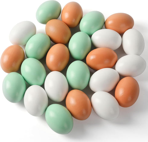 CALPALMY (24 Pieces) Hyper-Realistic Wooden Eggs - 3 Colors Wooden Fake Eggs