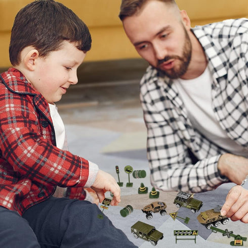 ArtCreativity Diecast Military Playset for Kids - 15-Piece Set with Army Trucks, Signs, and Imagination-Sparking Toys