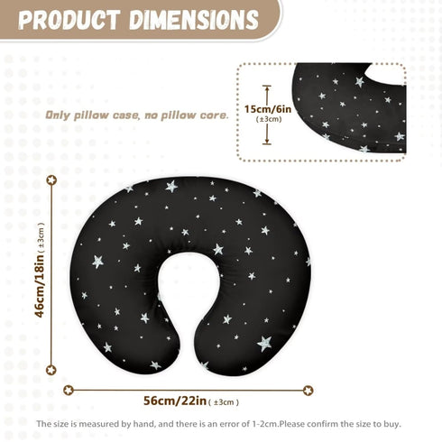 Nursing Pillow Cover White Star Print Breastfeeding Black Pillowcase Nursing Pillow Case for Baby Girl Boy Feeding