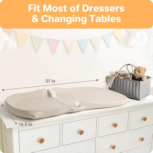 NICEMER Baby Changing Pad Wipeable & Waterproof, Soft & Non-Slip Adjustable Safety Belt, Changing Table and Dresser