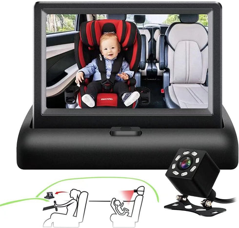 SAMFIWI Baby Car Mirror Safety Seat Mirror Camera and Monitor with Infrared Night